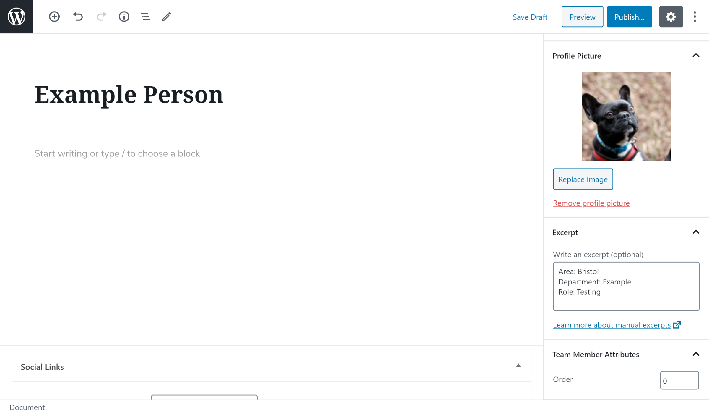Creating a team member